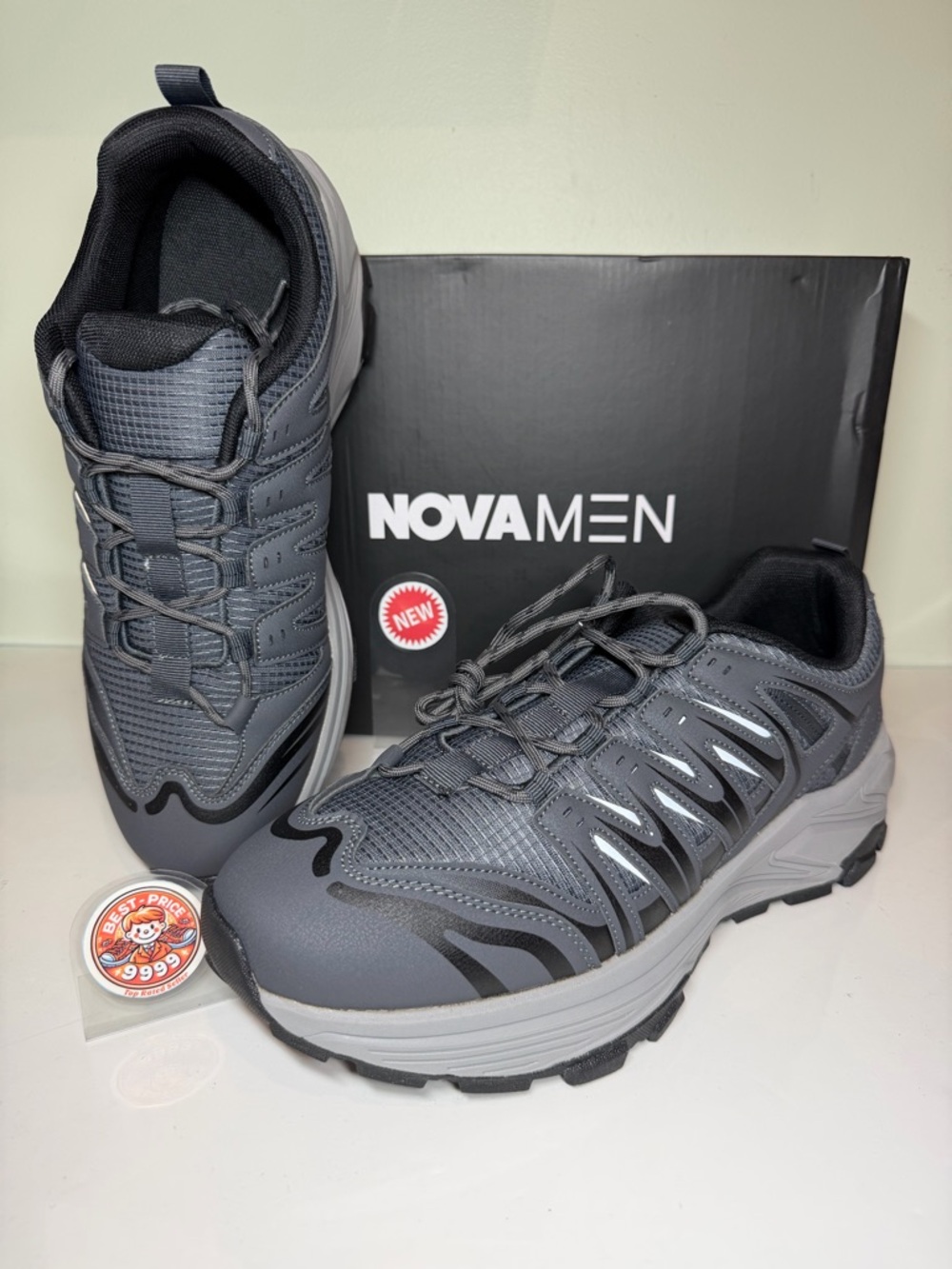 NovaMen - Size 12 - Men's Casual Charcoal Shoes